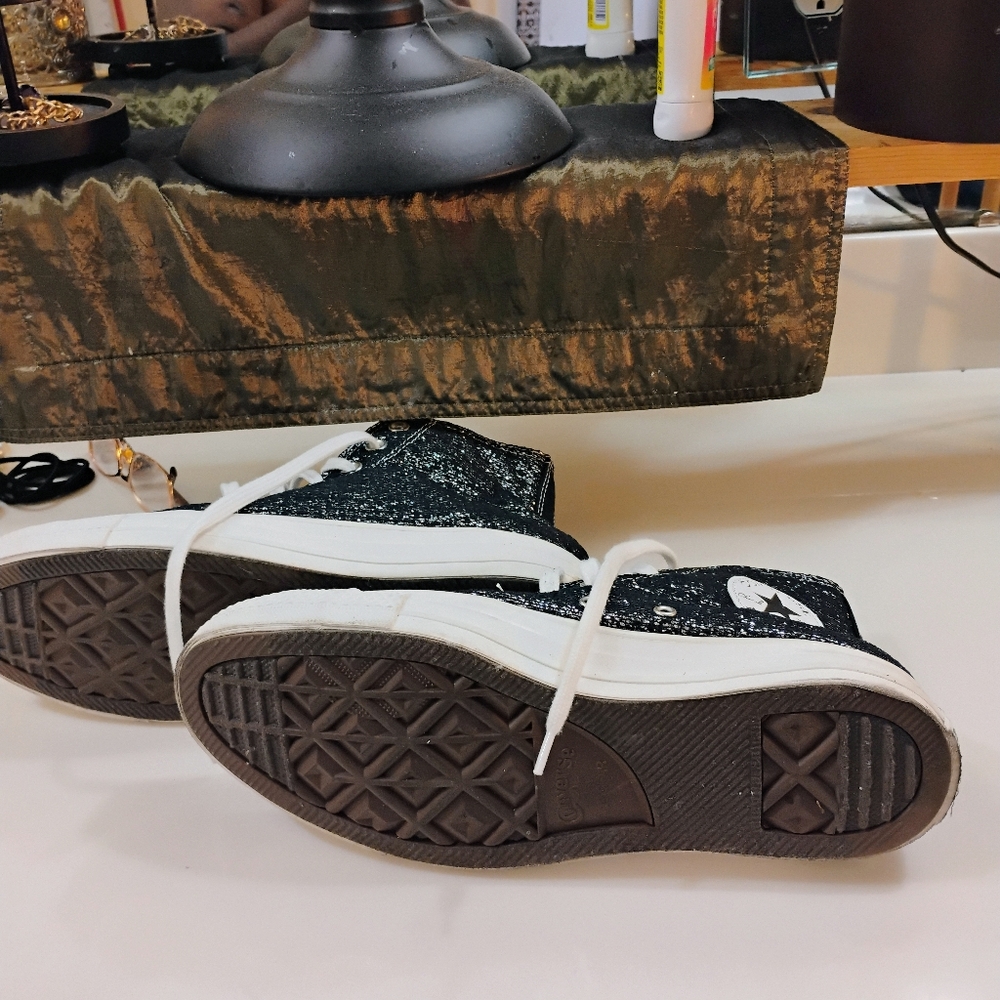 Converse Black Sparkle Sneakers  Man/Women's - Picture 7 of 12